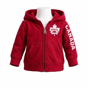 Size 3-6 Months Roots Unisex Red Canada Zip Hoodie Baby Jacket